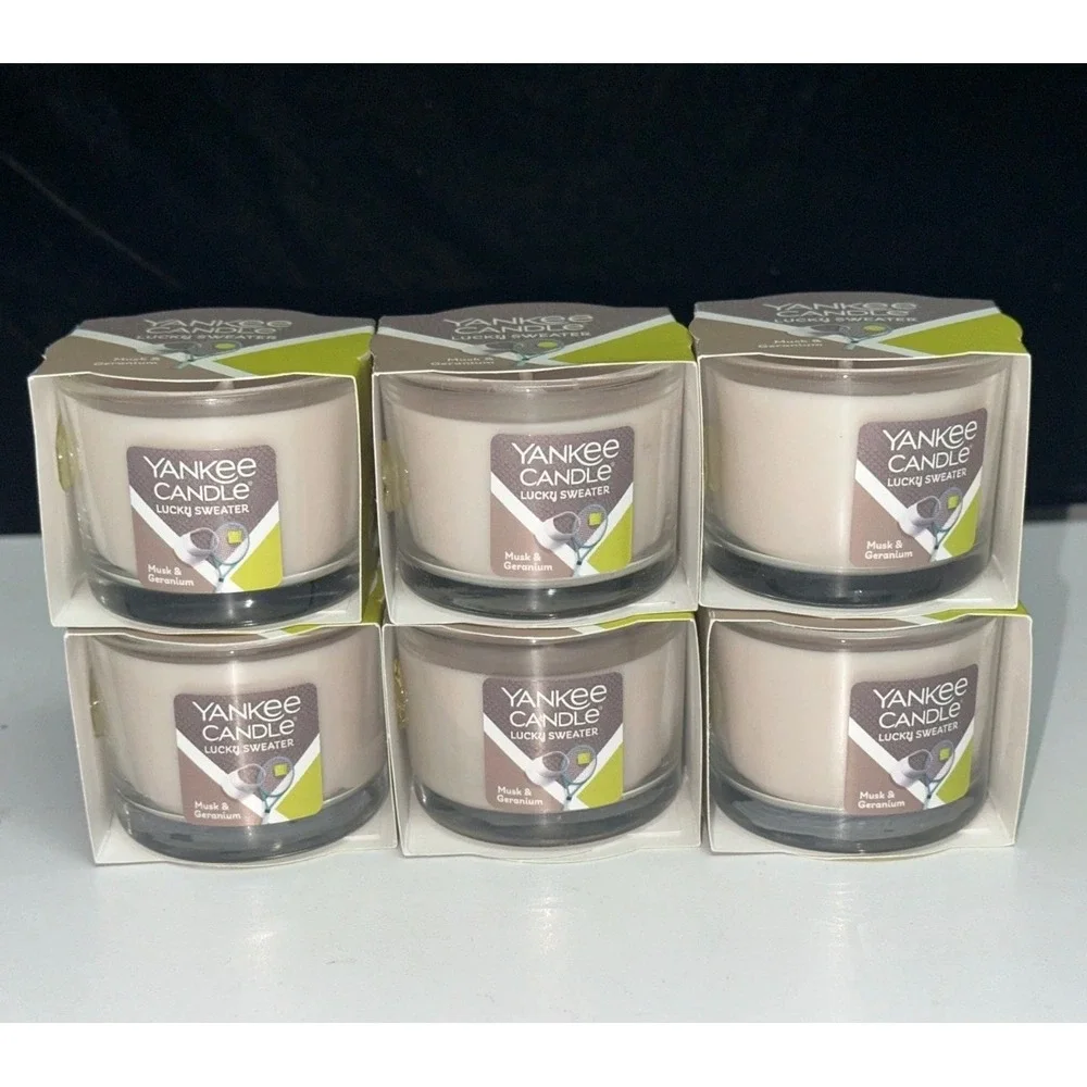 LOT OF 6-Yankee Candle LUCKY SWEATER‎ Mini Votives 1.3oz each Pickleball Tennis